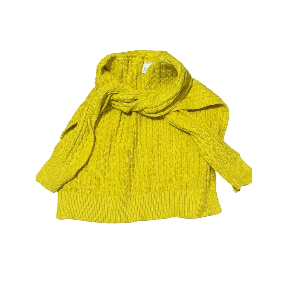Meadow Lane Cable Knit Scarf Neck Warmer Chartreuse Yellow Made in USA Preppy